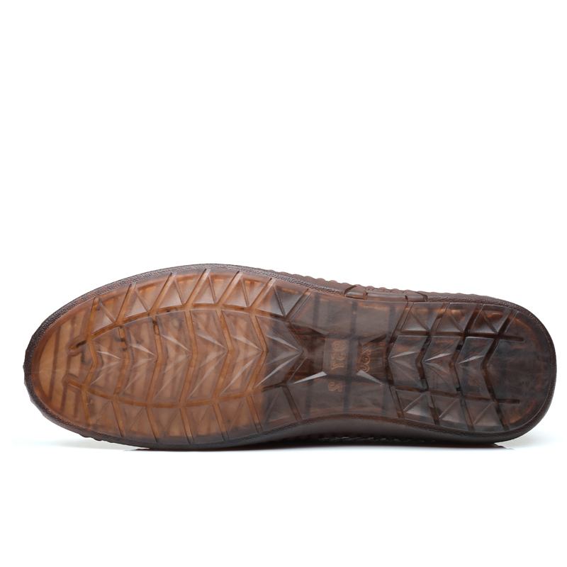 Män Kohud Läder Ihåligt Andas Mjuk Botten Slip On Casual Skor