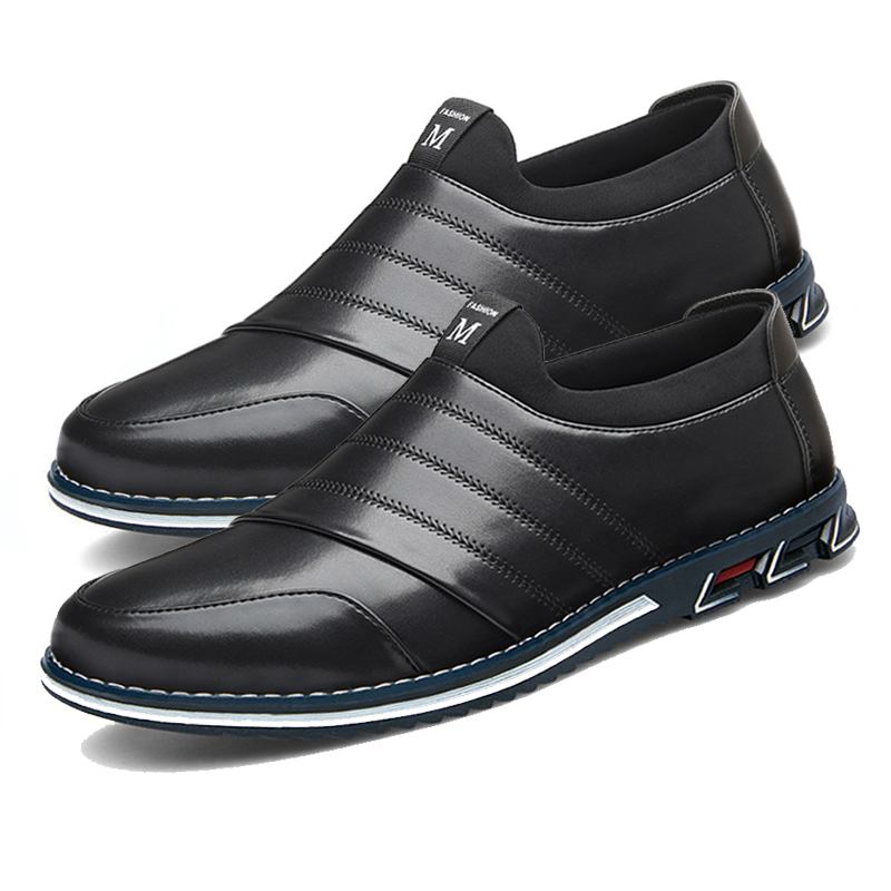 Män Läder Andas Mjuk Sula Slip On Solida Casual Business Skor
