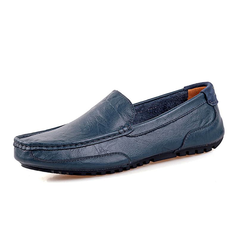 Män Läder Casual Driving Slip On Outdoor Platt Mjuk Bekväma Loafers Skor