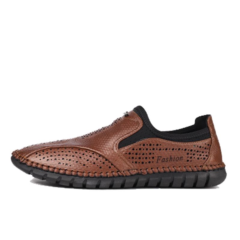 Män Microfiber Ihålig Andas Mjuk Sula Slip On Business Casual Skor