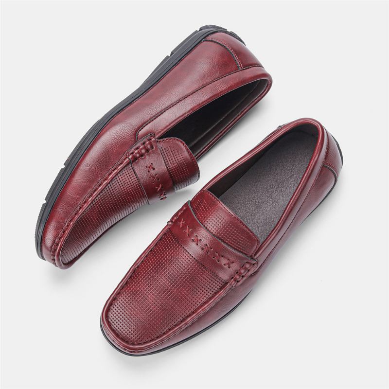 Män Microfiber Läder Andas Mjuk Sula Slip On Vintage Casual Driving Skor