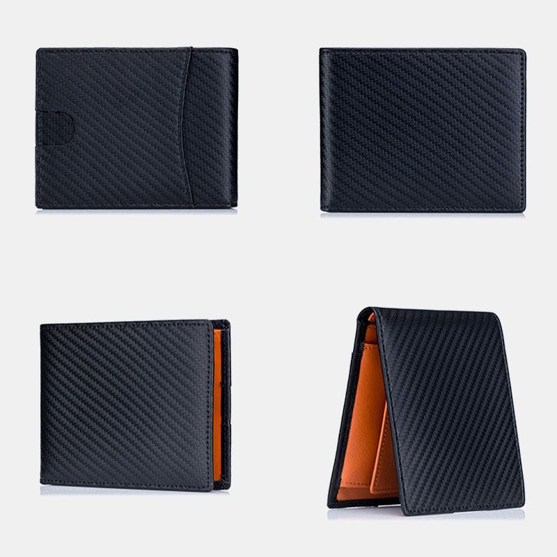 Äkta Läder Mjuk Pläd Bifold Plånbok Fiber Ultra-tunn Skinnplånbok För Män