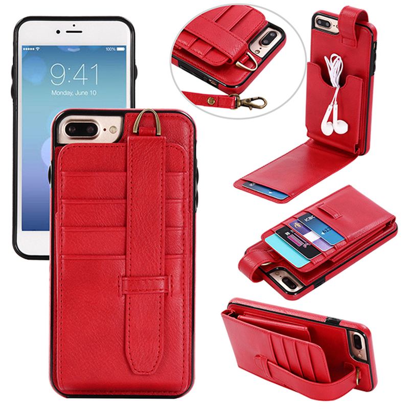 Äkta Läder Multifunktionell Iphone6/6s/6 Plus/6s Plus/7/7 Plus Fodral Plånbok Korthållare Telefonväska