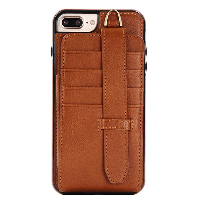 Äkta Läder Multifunktionell Iphone6/6s/6 Plus/6s Plus/7/7 Plus Fodral Plånbok Korthållare Telefonväska