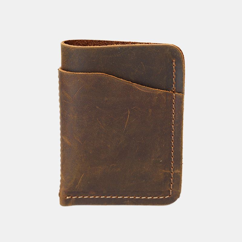 Äkta Läder Retro Mini Easy Carry Kort Kvittohållare Kort Plånbok