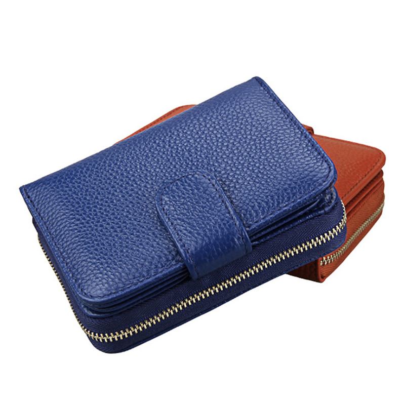 Äkta Läder Unisex 10 Kortplats Plånbok Mode Hasp Korthållare
