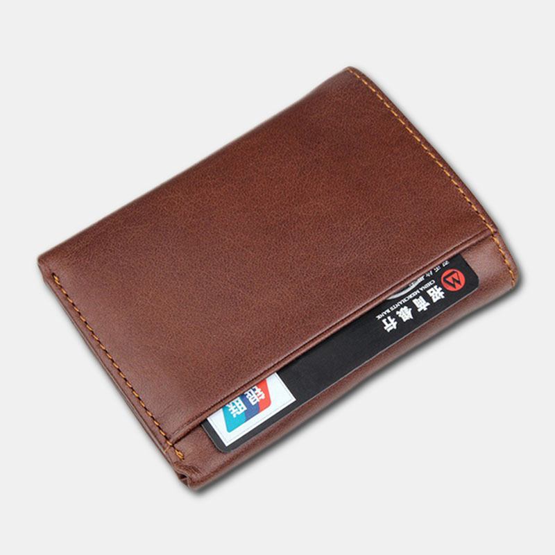 Blockerande Korthållare I Äkta Läder Vintage Kort 7-kortsfack Tri-fold Plånbok För Män