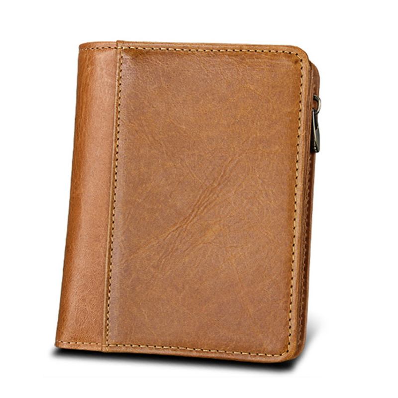 Blocking Herr Bifold Plånbok Äkta Läder Vintage Slim Card Holder Money Bag