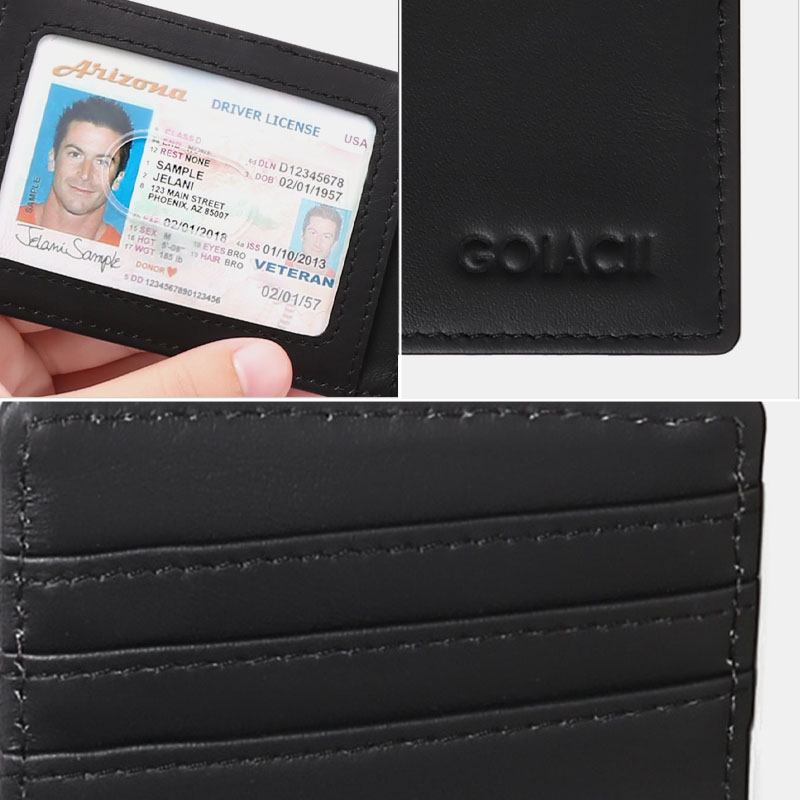 Herr Äkta Läder Bifold Multi-card Slot Korthållare Casual Anti-magnetisk Kort Myntplånbok
