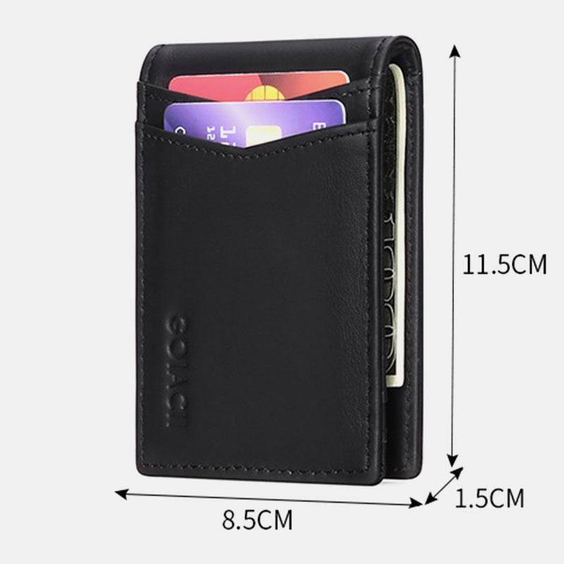 Herr Äkta Läder Bifold Multi-card Slot Korthållare Casual Anti-magnetisk Kort Myntplånbok