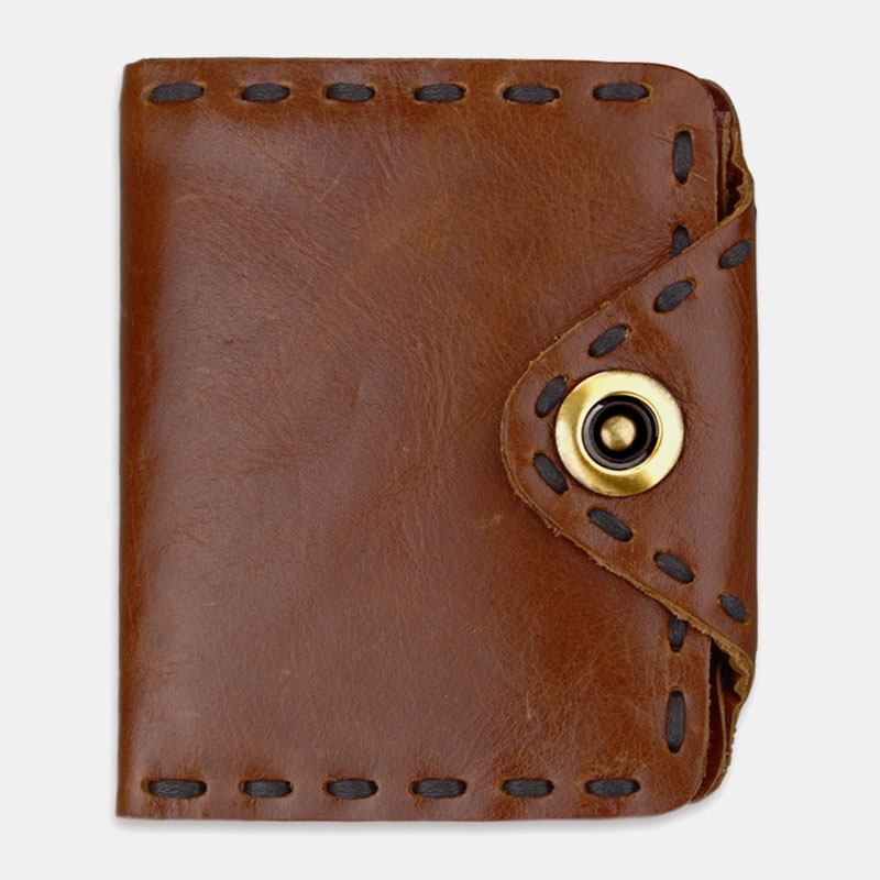Herr Äkta Läder Bifold Multi-card Slot Retro Kohud Korthållare Pengar Clip Myntväska Plånbok
