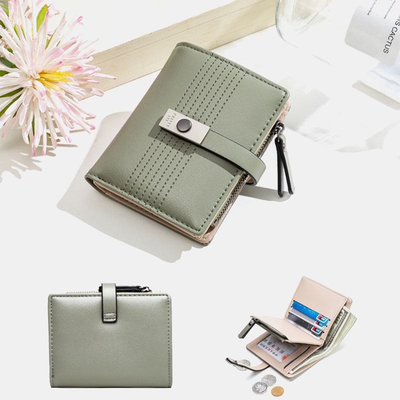 Kvinnor 6 Kortplatser Bifold Solid Kort Plånboksväska