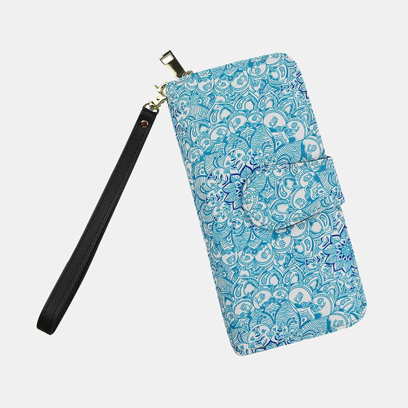 Kvinnor Canvas Bohemian Style Med Tryck Long Clutch Plånbok