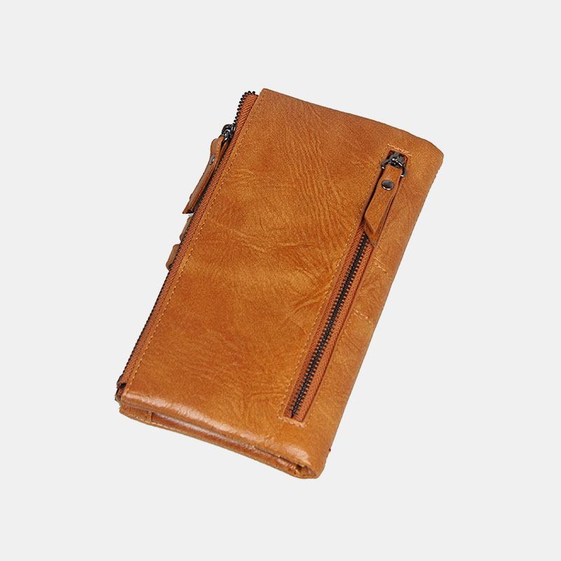 Kvinnor Multi-slots 12 Card Slots Dragkedja Bifold 6.3 Tums Telefon Lång Plånbok