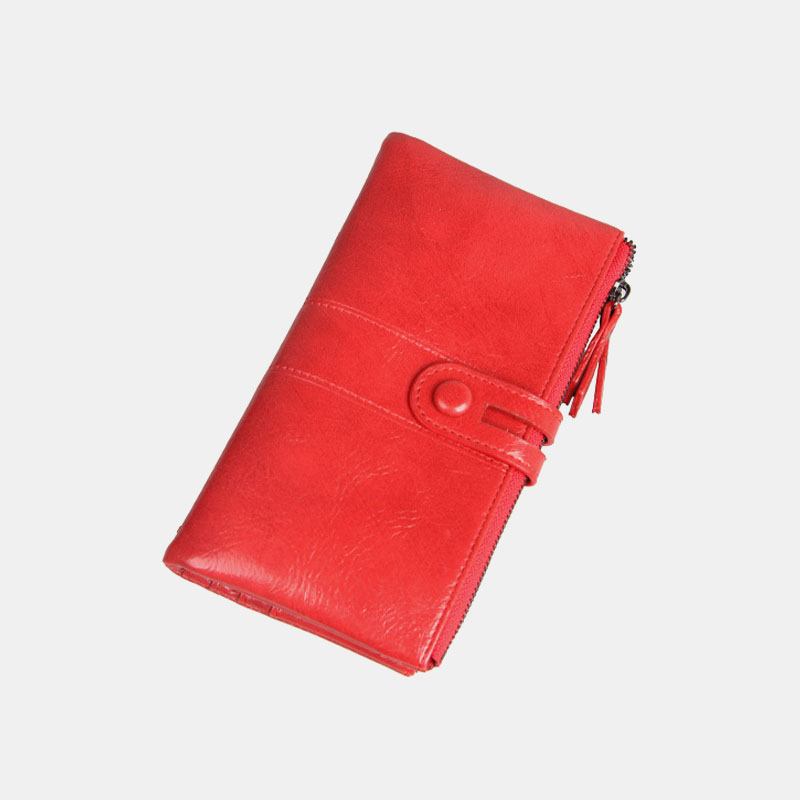 Kvinnor Multi-slots 12 Card Slots Dragkedja Bifold 6.3 Tums Telefon Lång Plånbok