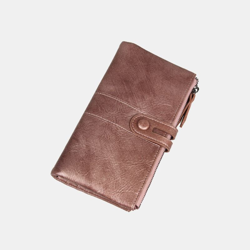 Kvinnor Multi-slots 12 Card Slots Dragkedja Bifold 6.3 Tums Telefon Lång Plånbok