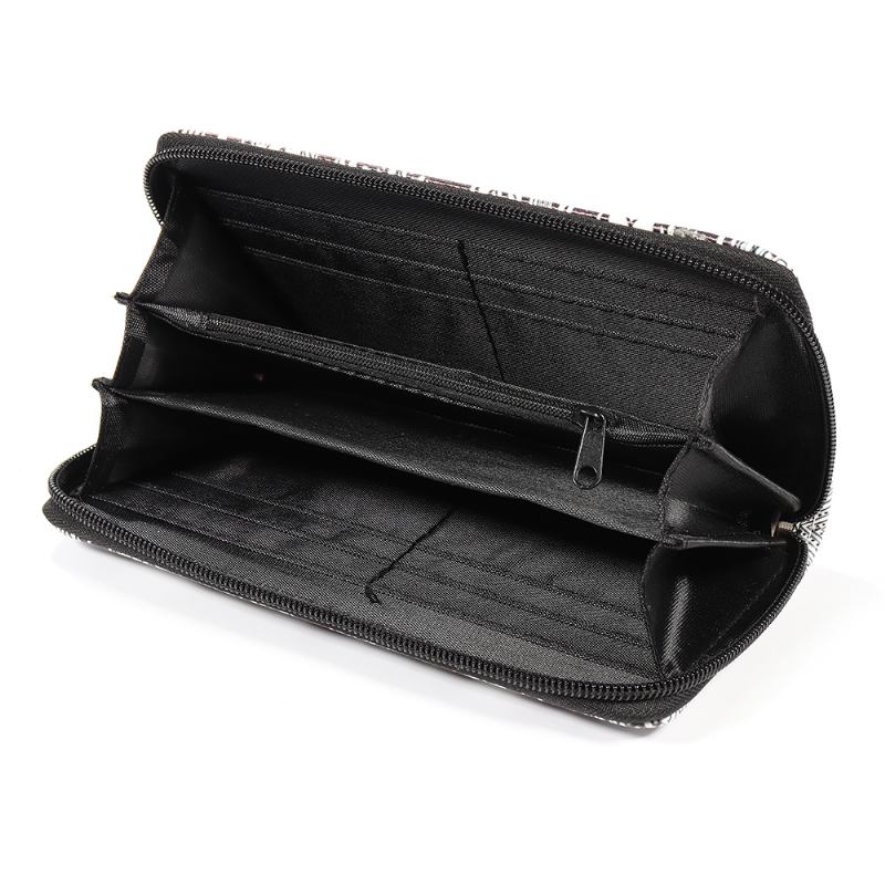 Kvinnor National Faux Leather Long Wallet Med Tryck Telefonväska
