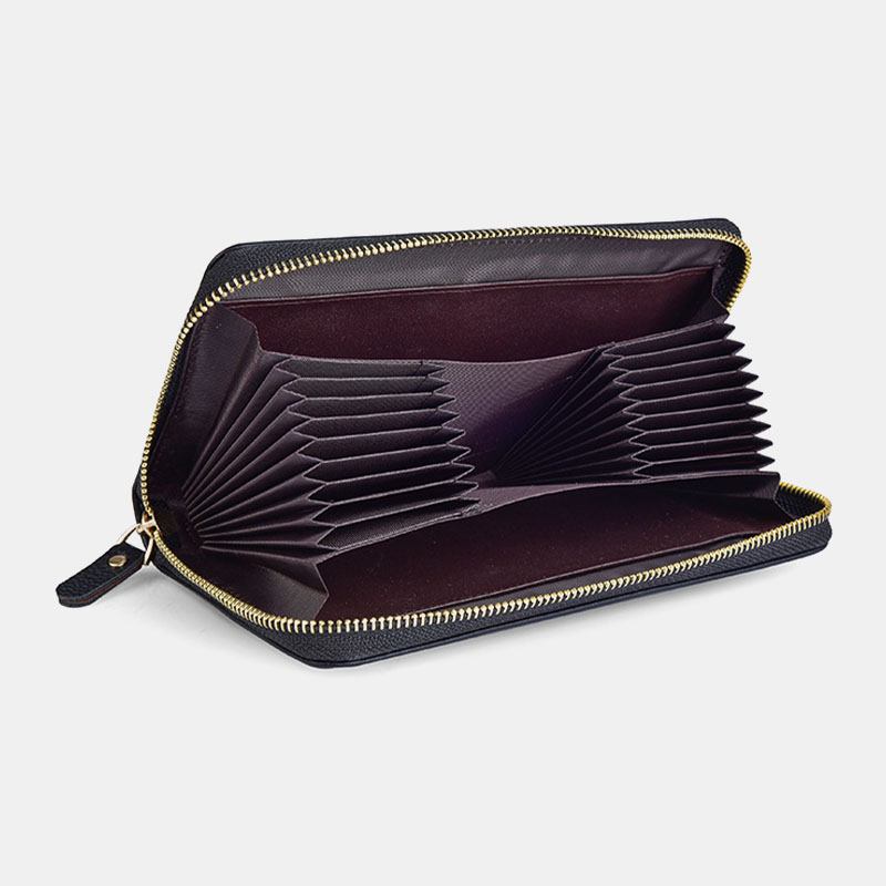 Kvinnor Och Män Pu-läder Litchi-mönster Multi-card Slot Avtagbar Handledsrem Retro Mellanlängd Korthållare Clutch Plånböcker