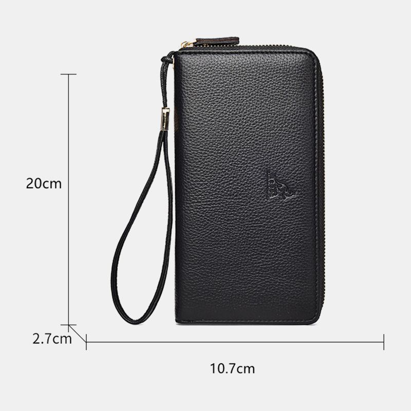 Kvinnor Och Män Pu-läder Litchi-mönster Multi-card Slot Avtagbar Handledsrem Retro Mellanlängd Korthållare Clutch Plånböcker