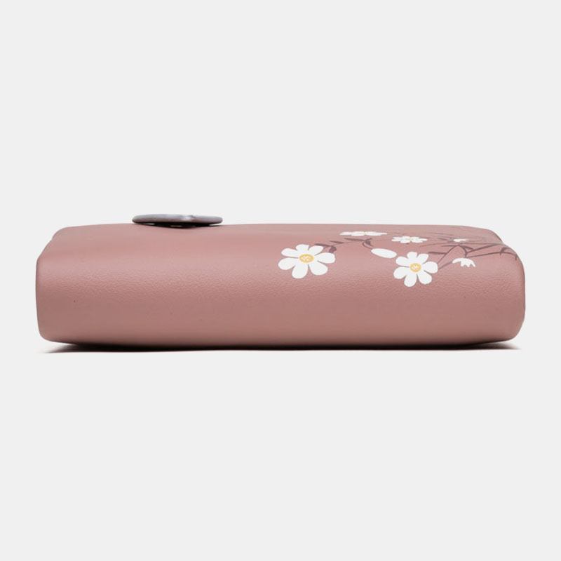 Kvinnor Pu-läder Blomtryck Casual Mini Lätt Att Bära Pengar Klippkortshållare Plånbok