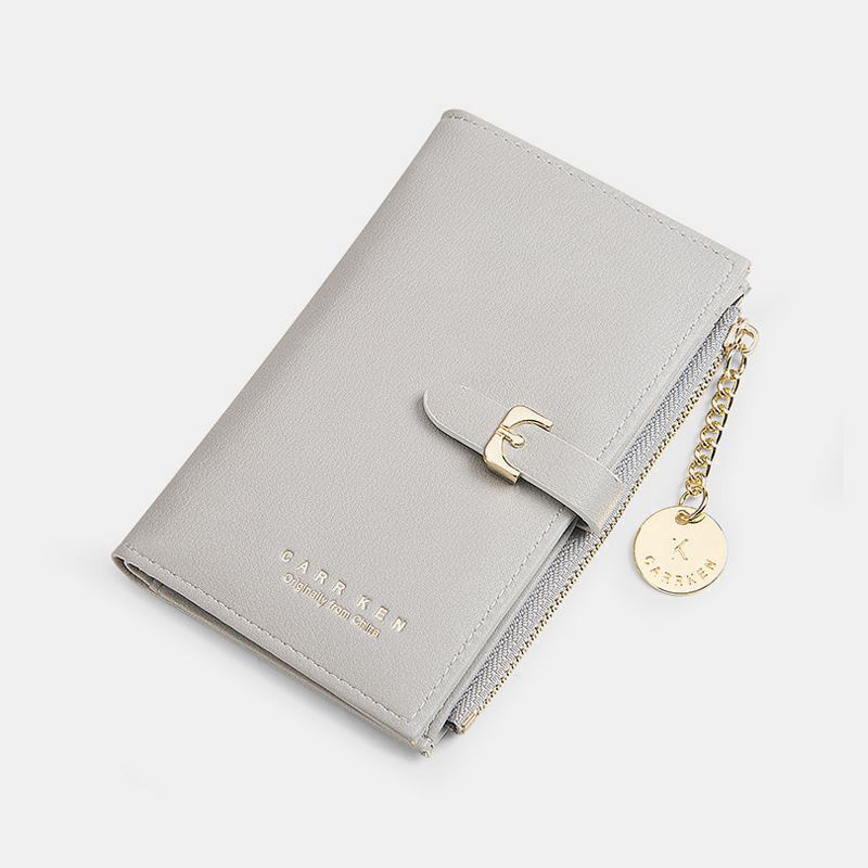 Kvinnor Pu-läder Tunn Enfärgad Bifold Card Holder-plånbok