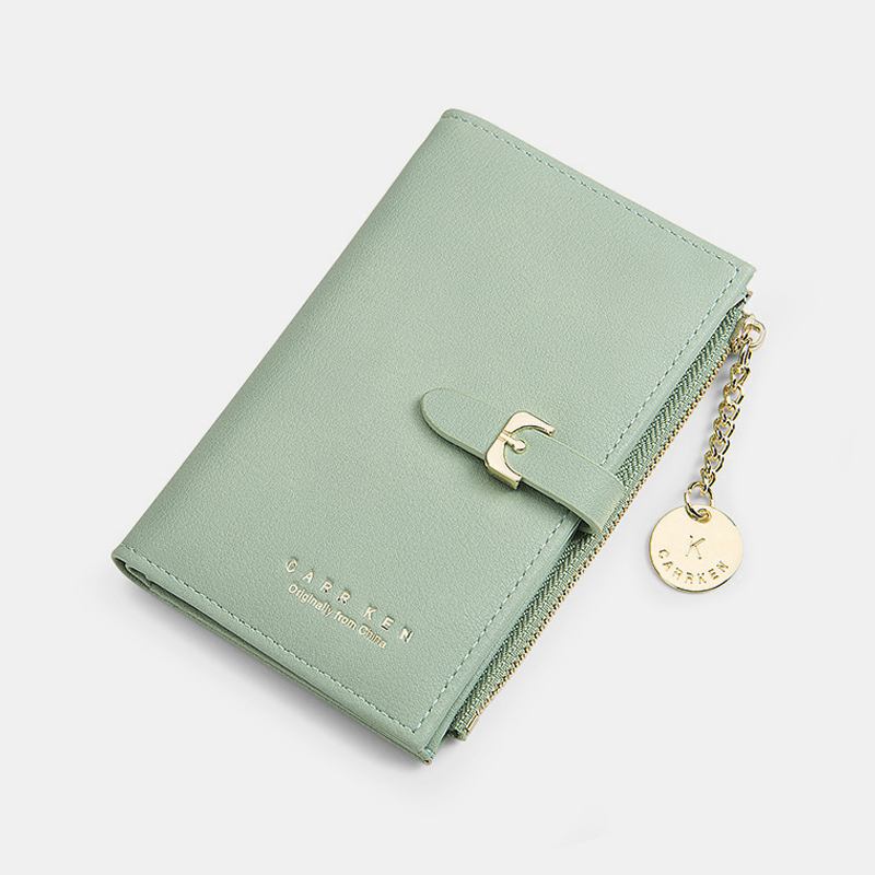Kvinnor Pu-läder Tunn Enfärgad Bifold Card Holder-plånbok