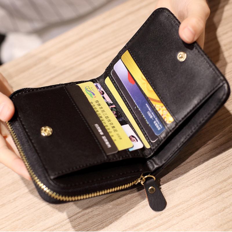 Kvinnor Quilted Dragkedja Kort Plånbok Flickor Söt Mini Handväska