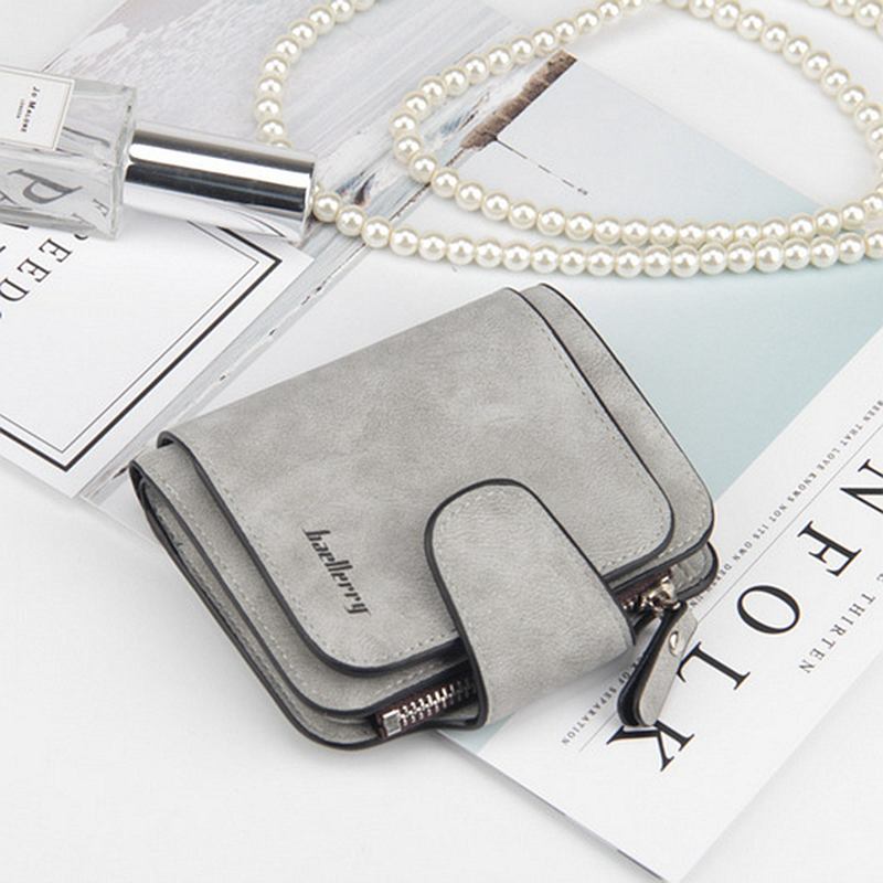 Kvinnor Trifold Faux Leather Short Wallet 8 Card Slot Myntväska