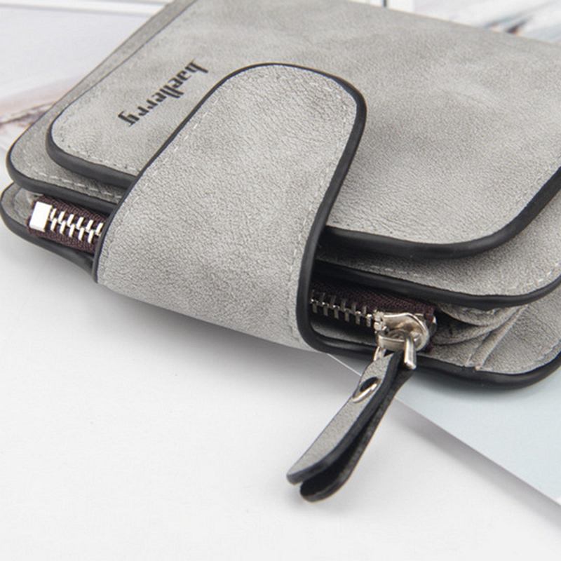 Kvinnor Trifold Faux Leather Short Wallet 8 Card Slot Myntväska
