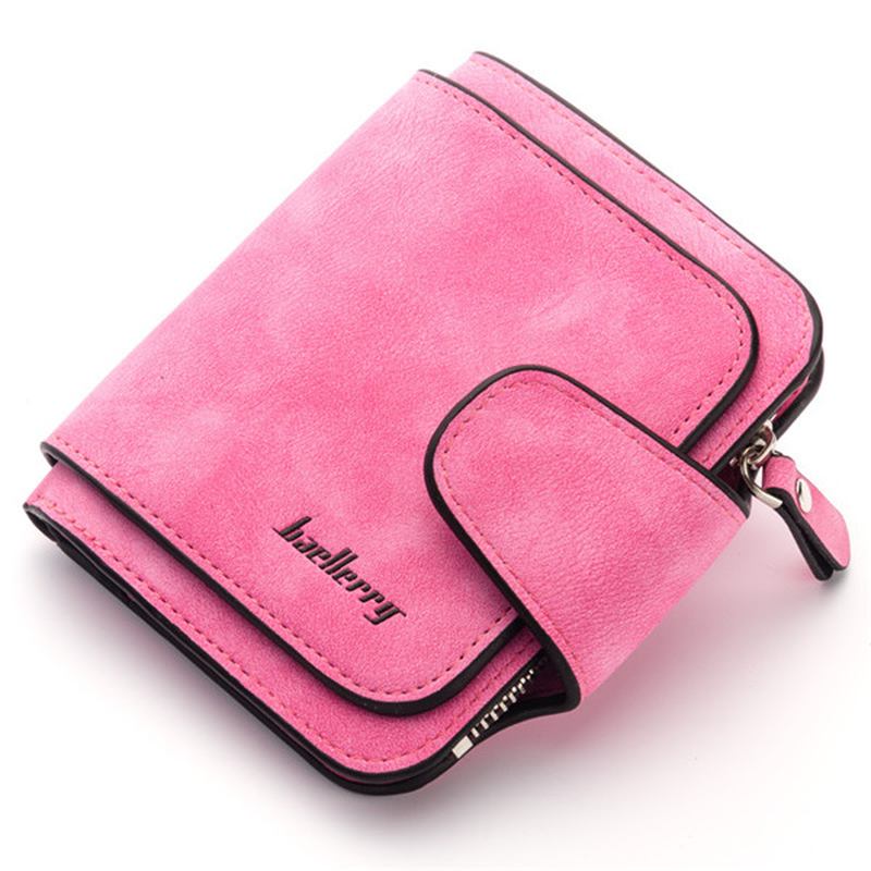 Kvinnor Trifold Faux Leather Short Wallet 8 Card Slot Myntväska
