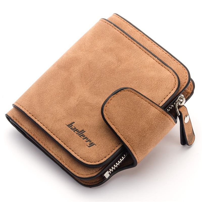 Kvinnor Trifold Faux Leather Short Wallet 8 Card Slot Myntväska