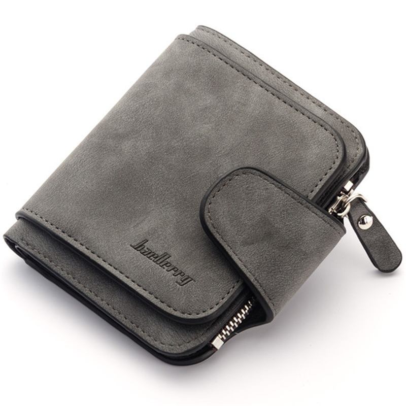 Kvinnor Trifold Faux Leather Short Wallet 8 Card Slot Myntväska