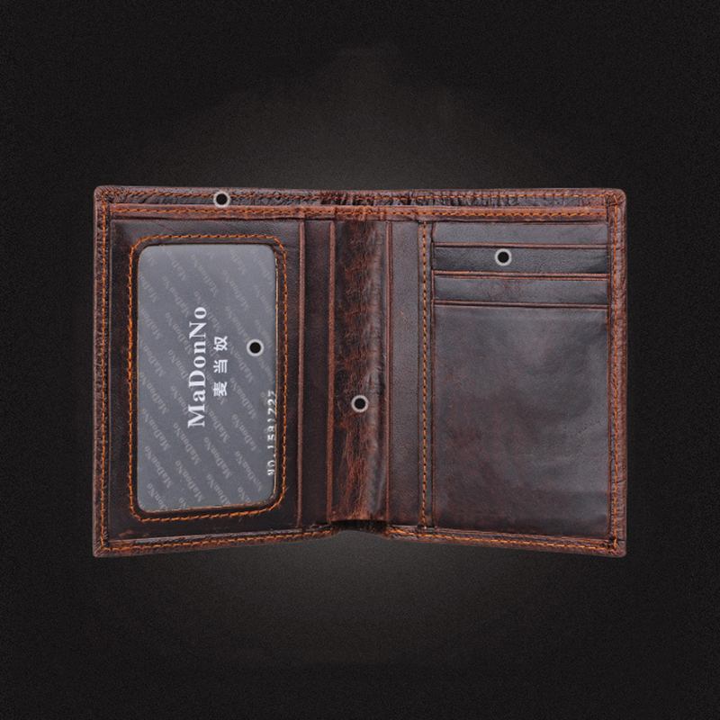 Män Äkta Läder 3d Dragon Pattern Retro Business Multi-slot Card Holder Plånbok