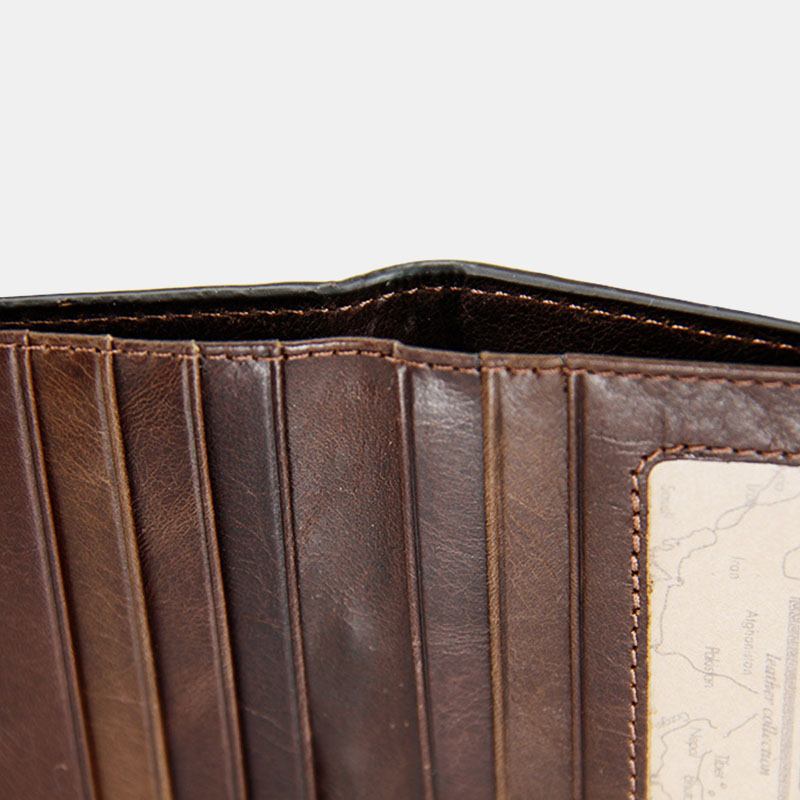 Män Äkta Läder Flerkortsfack Retro Casual Korta Id-plånböcker Kortfodral Pengar Klipp Myntväska Plånbok