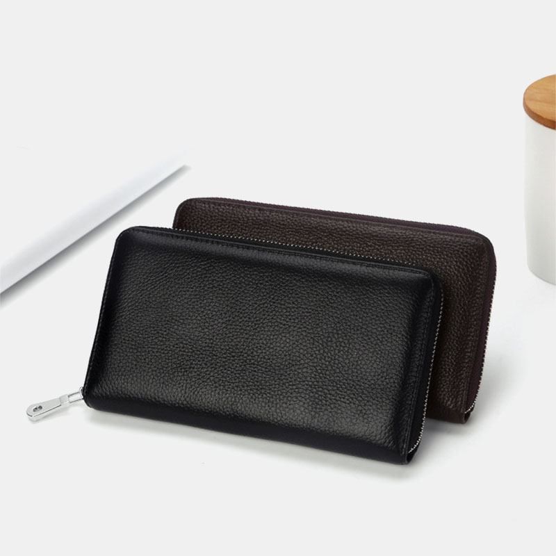 Män Äkta Läder Multi-card Slots Telefonväska Nyckelfodral Money Clip Plånbok