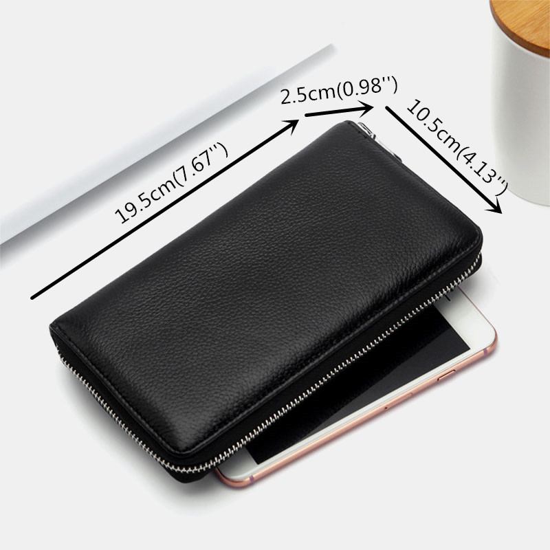 Män Äkta Läder Multi-card Slots Telefonväska Nyckelfodral Money Clip Plånbok