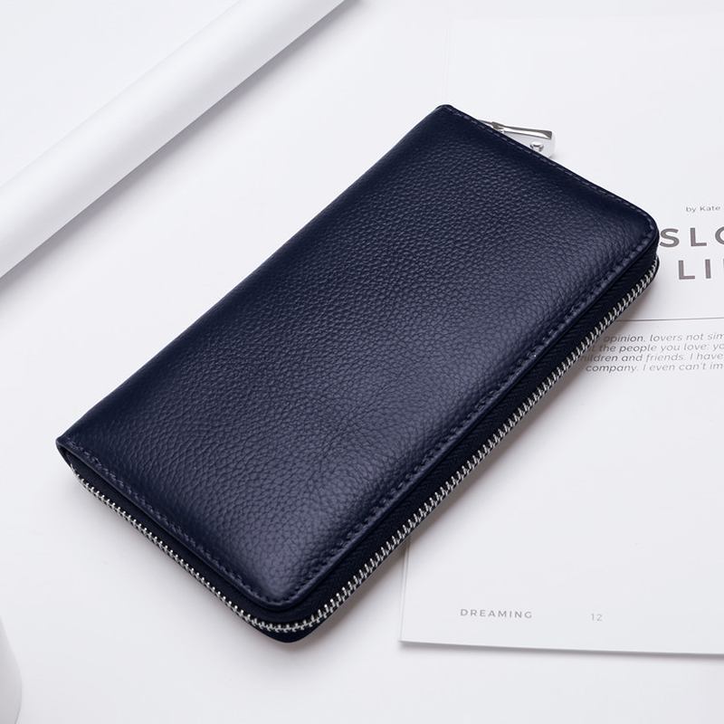 Män Äkta Läder Multi-card Slots Telefonväska Nyckelfodral Money Clip Plånbok
