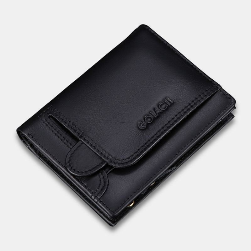 Män Äkta Läder Multifunktion Stöldskydd Retro Kort Plånbok Multi-card Slot Korthållare Myntväska