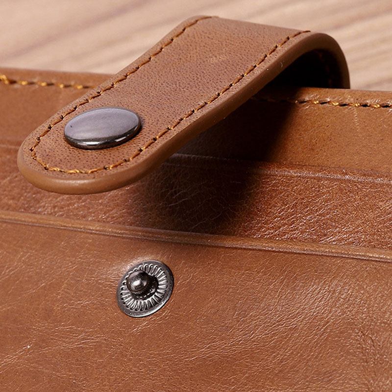 Män Äkta Läder Präglad Retro Business Multi-slot Läder Korthållare Plånbok
