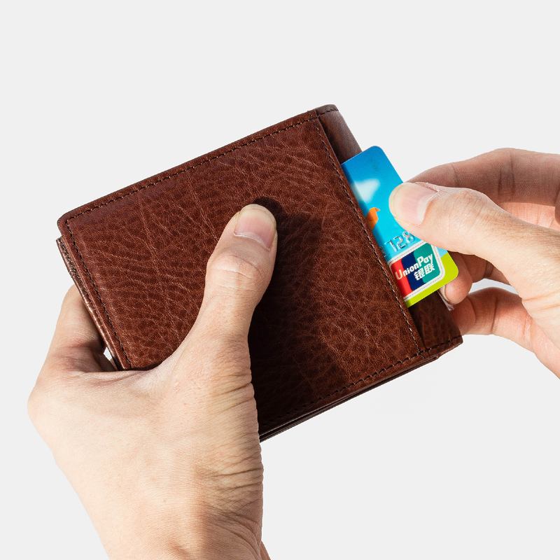 Män Äkta Läder Reto Plånbok Korthållare