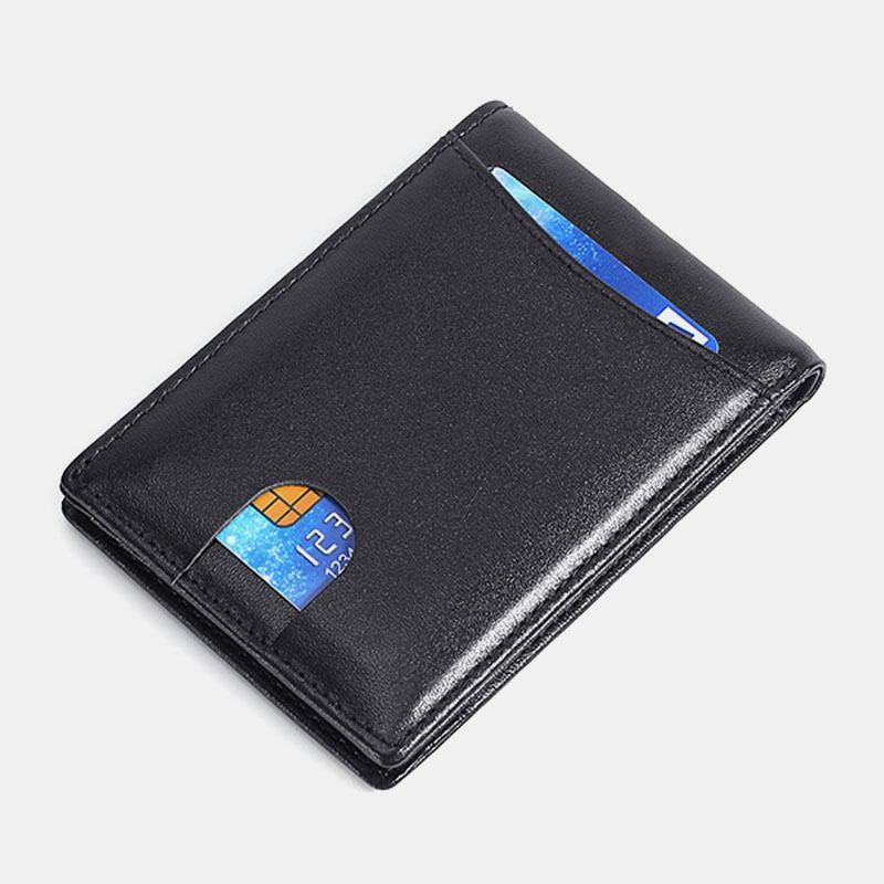 Män Äkta Läder Stöldskydd Push Card Fack Multi-slot Licensväska Korthållare Plånbok