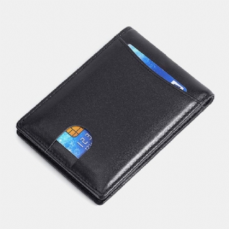 Män Äkta Läder Stöldskydd Push Card Fack Multi-slot Licensväska Korthållare Plånbok