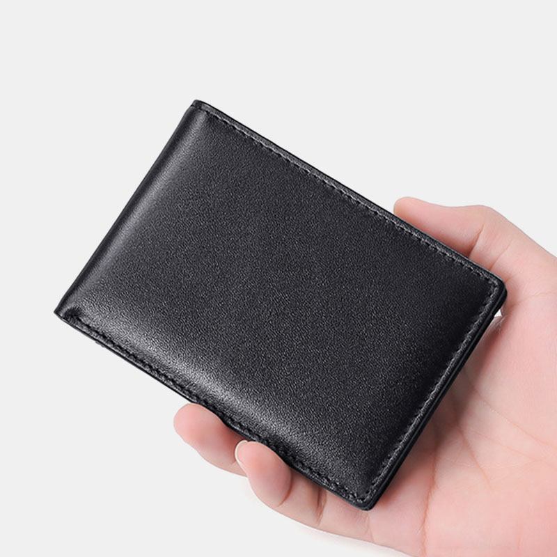Män Äkta Läder Stöldskydd Push Card Fack Multi-slot Licensväska Korthållare Plånbok