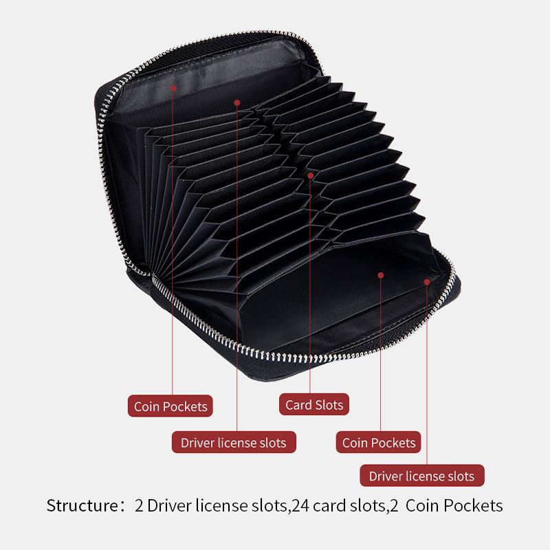 Män Äkta Läder Stöldskyddsorgan Form Multi-card Slots Myntväska Kortplånbok