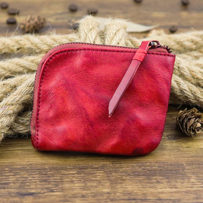 Män Äkta Läder Vinatge Casual Zipper Cash Wallet
