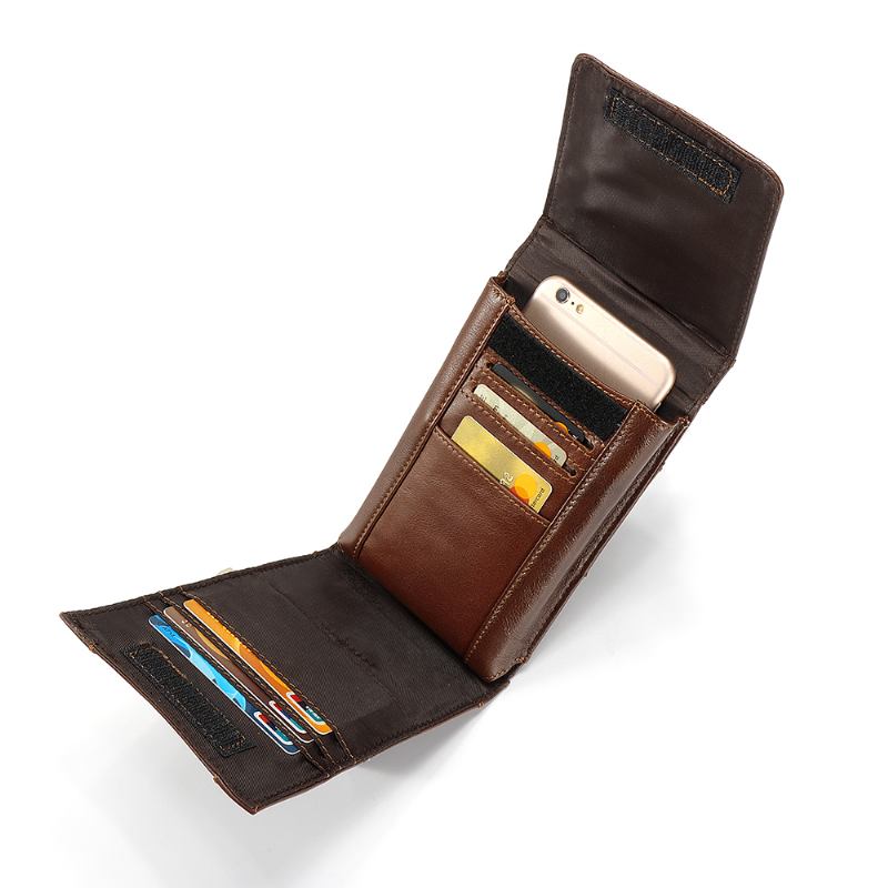 Män Äkta Läder Vintage Korthållare Telefonväska För Iphone 8p
