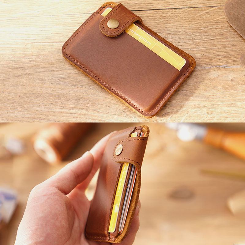 Män Äkta Läder Vintage Multi-card Slots Busskorthållare Mini Liten Plånbok