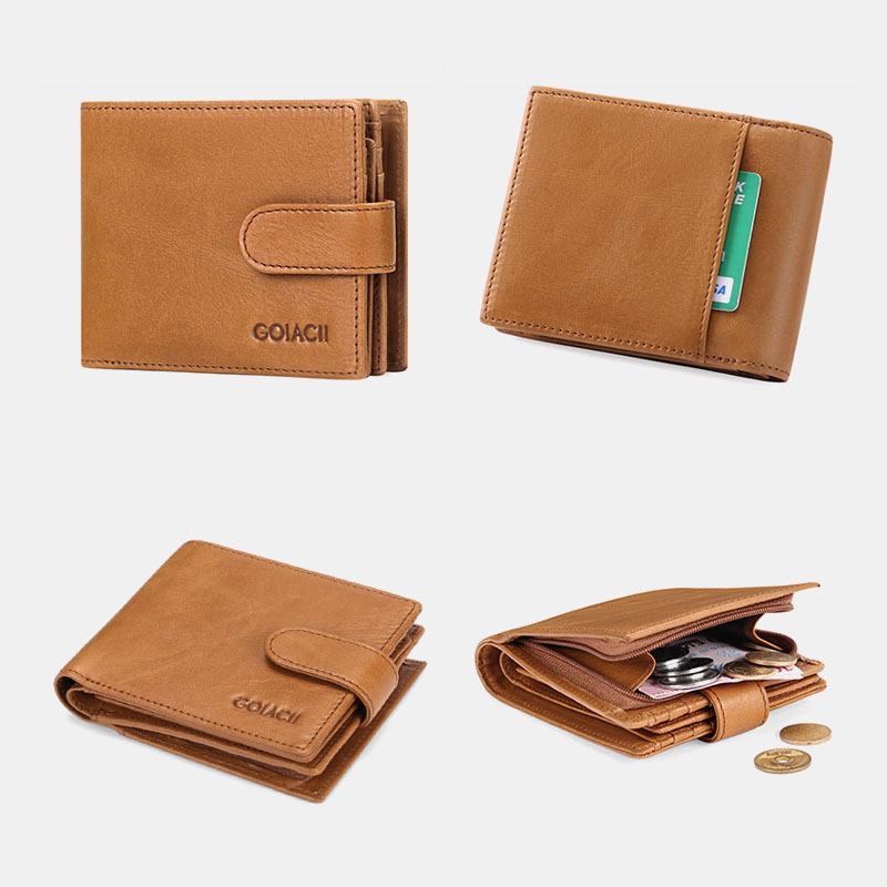 Män Bifold Blocking Plånbok Horisontell Stor Kapacitet Multi-card Slot Korthållare Myntväska Körkortsplånbok