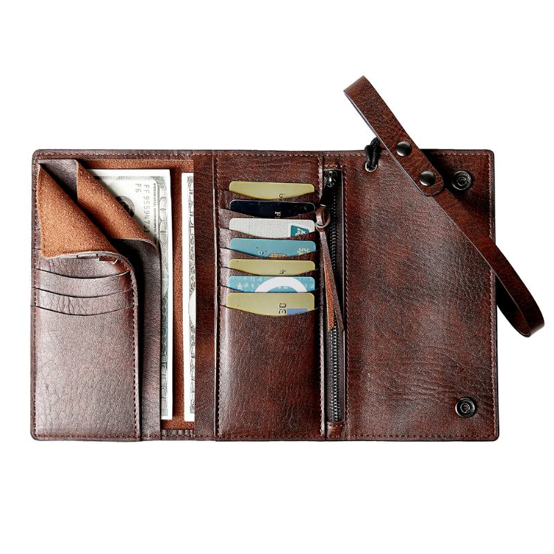 Män Casual Trifold Multi-slot Lång Plånbok Korthållare Kontanthållare Clutch Bag