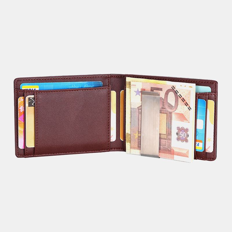 Män Faux Leather Retro Business Anti-stöld Multi-slot Korthållare Plånbok Pengar Clip